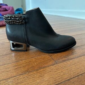 Jeffrey Campbell Chic Black Ankle Boots with Chain Detail